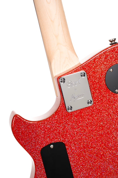 MBM-2H-SUS, signature Matt Bellamy, corps tilleul, manche érable, micros Manson & Sustainiac,"Kill" bouton, rouge pailleté