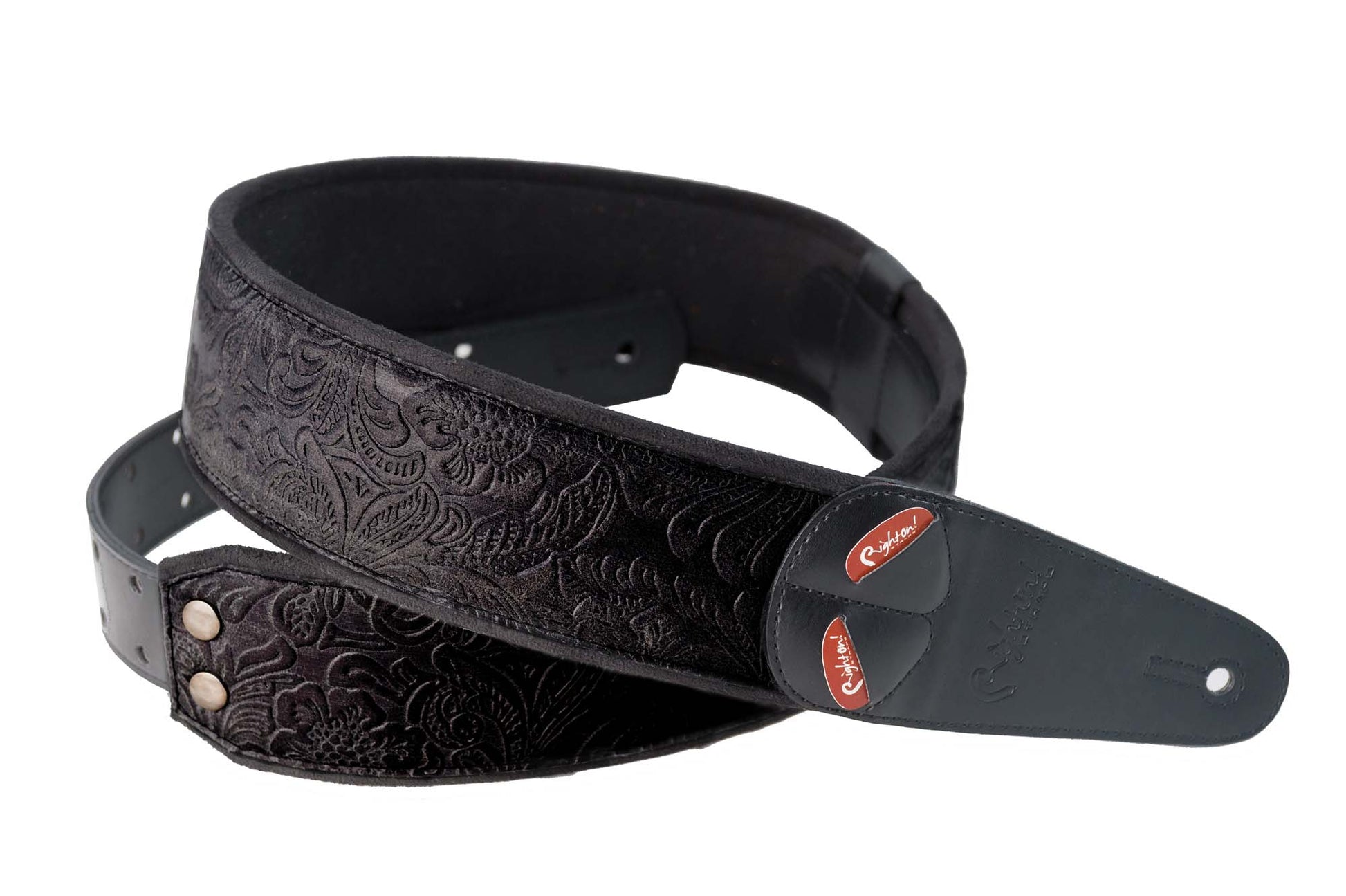 Courroie modèle SANDOKAN, extérieur synthétique, largeur 6 cm, longueur 100 à 145 cm, porte-médiators intégré, noir