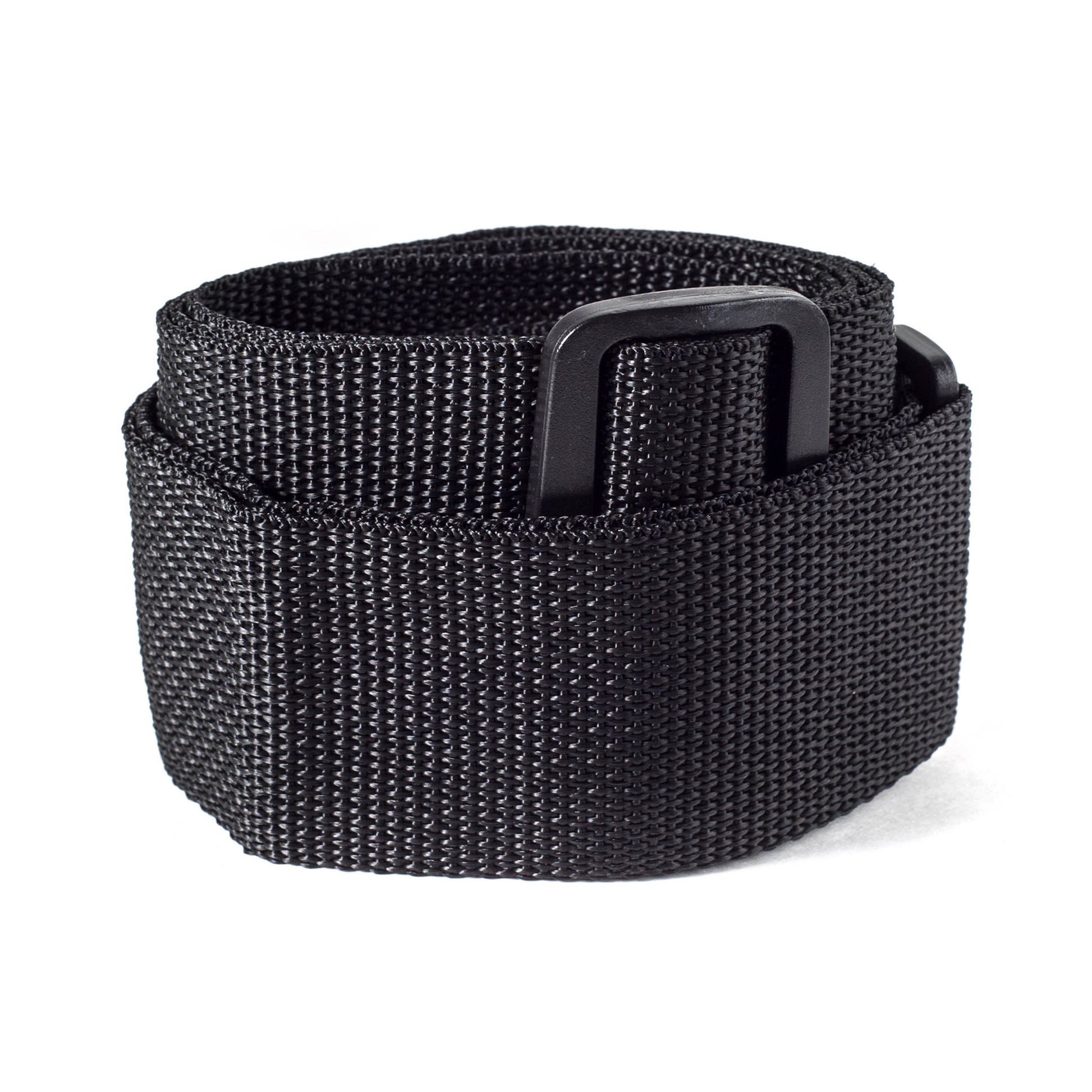 Courroie nylon modèle POLY BLACK, extrémités cuir, largeur 5 cm, noir