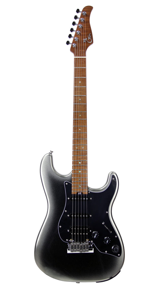 GTRS P801, corps aulne, manche érable flammé torréfié, touche érable, micros et processeur GTRS, dark silver