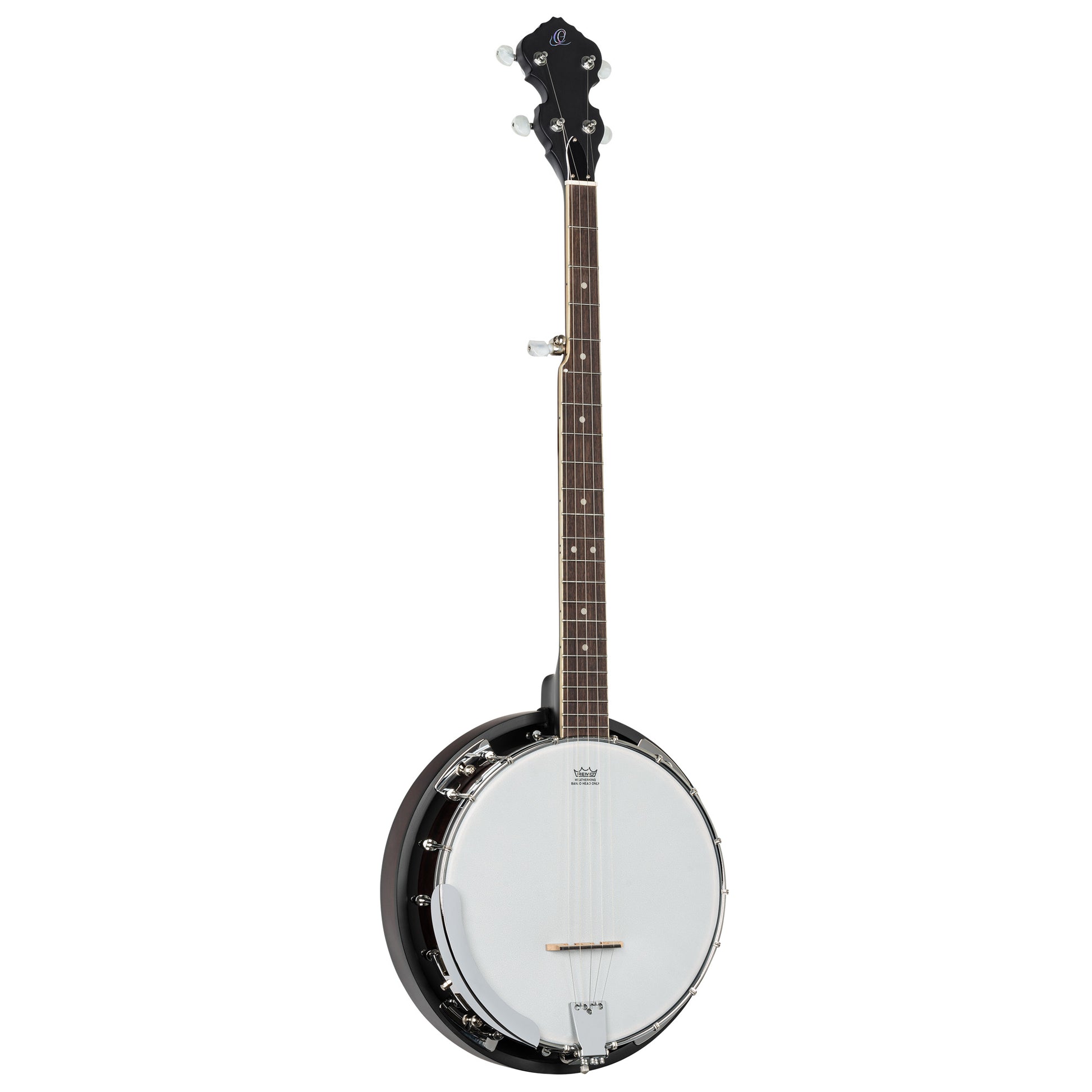 OBJ150, banjo 5 cordes, 18 tirants, fond & éclisses acajou, manche acajou, touche palissandre, whiskey burst satiné