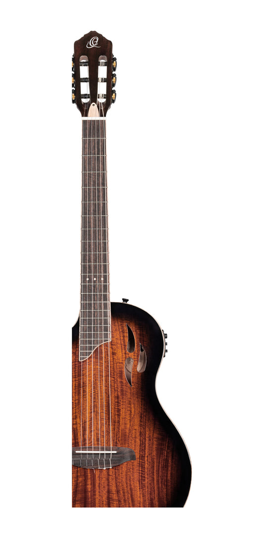 RTPDLX-ACA, modèle TourPlayer gaucher, EQ Magus X, corps okoumé, table acacia, sillet 48 mm, housse, dégradé brillant