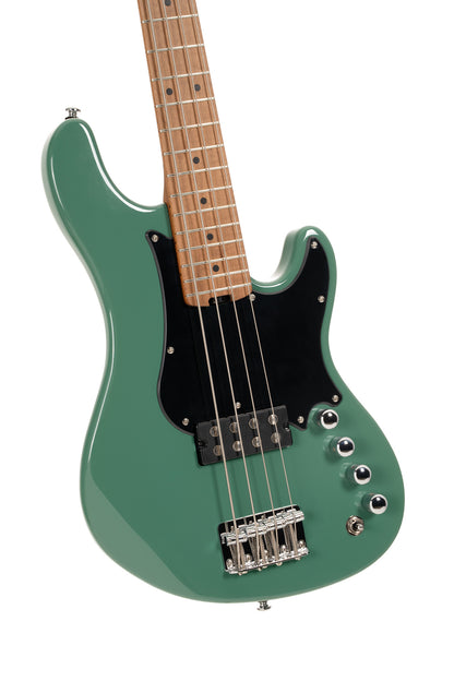 GB-SC4, basse short scale 4 cordes, corps peuplier, humbucker Cort Powersound, préampli Markbass MB-1, forest green