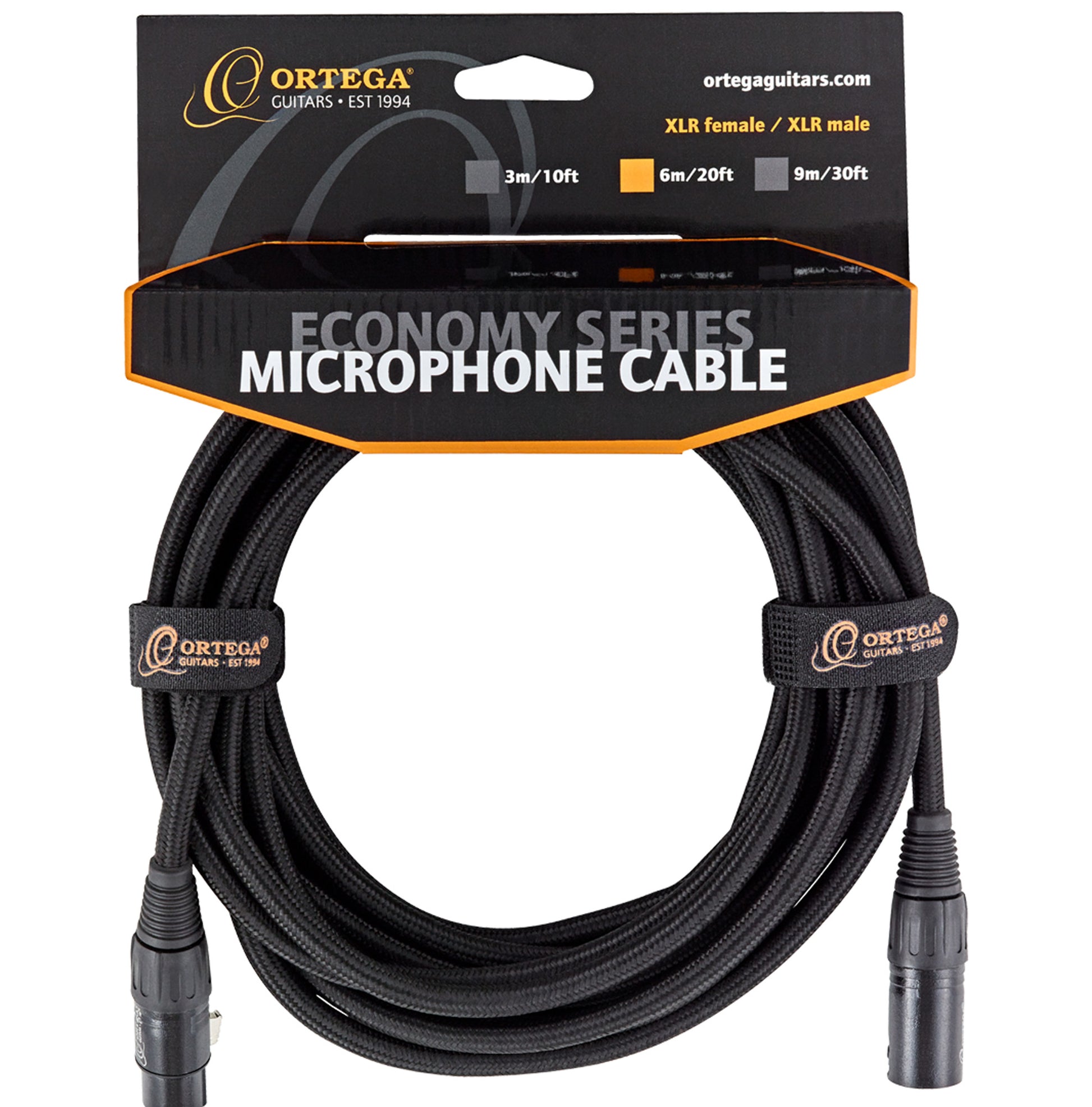 Câble micro ORTEGA XLR femelle/XLR mâle, 3 mètres, noir