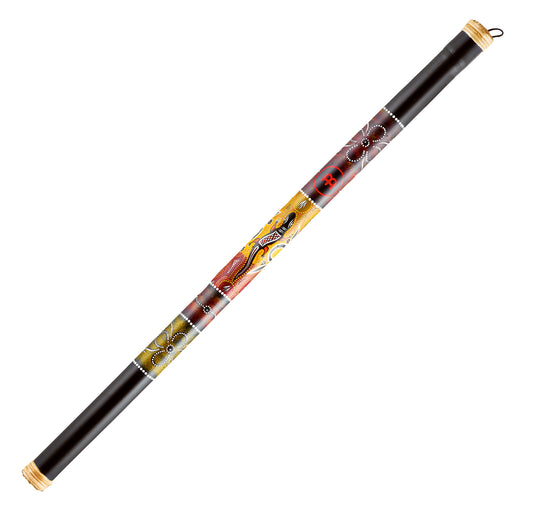 Bâton de pluie, 120 cm, bambou naturel, noir avec motifs