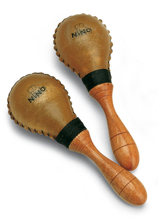 Paire de maracas Skin en cuir brut, manche en bois ergonomique, petit modèle, naturel