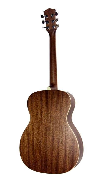 PURE-O, forme OM, table épicéa massif, f/e acajou massif, housse, naturel satiné