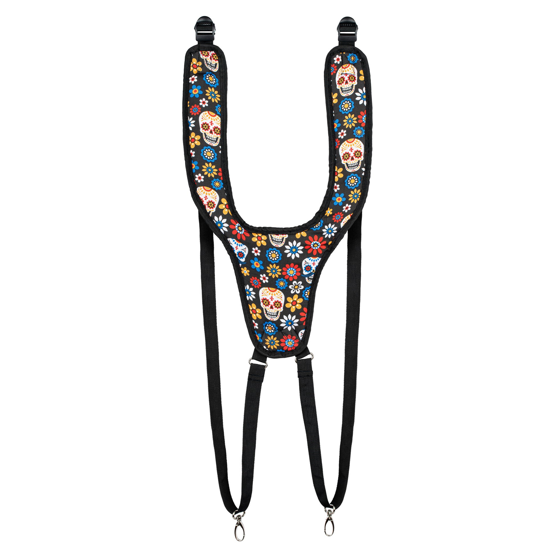 Harnais pro pour djembé, nylon très résistant, longueur ajustable, sangles rembourrées, attache rapide, Day Of The Dead