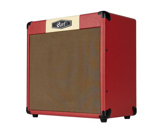 Ampli guitare 30W, 1x 10", 2 canaux, égaliseur 3 bandes, réverb, entrée Bluetooth, entrée CD/MP3 mini-Jack, rouge