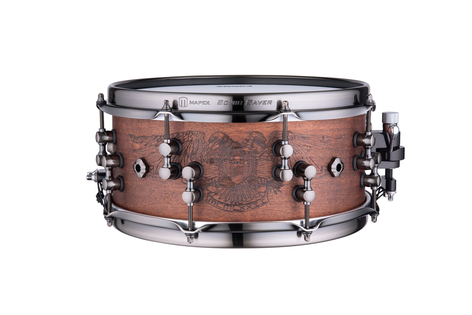 Caisse claire Mapex Black Panther Design Lab"The Warbird" 12 x 5.5", signée Chris Adler, noyer-érable