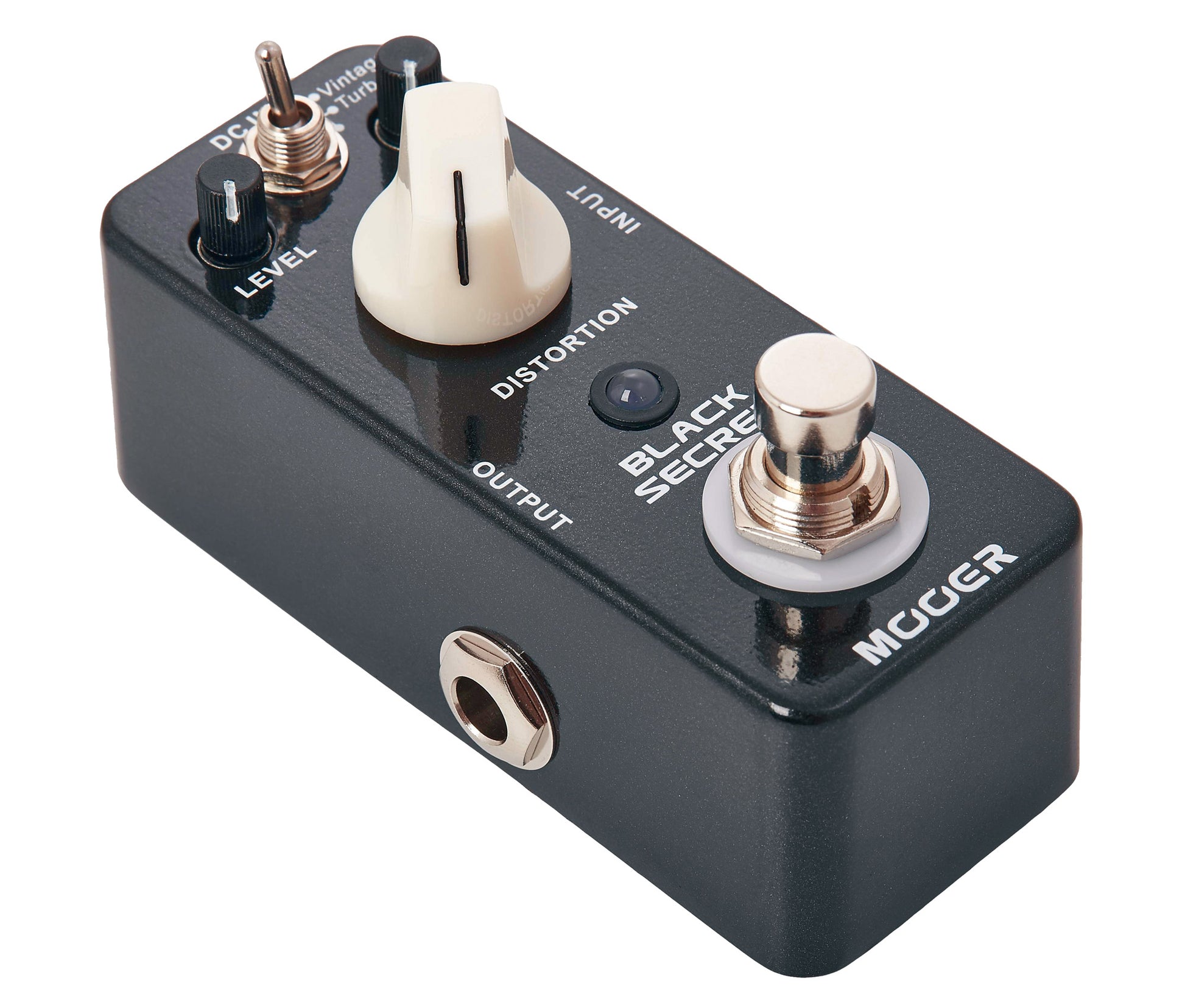 Pédale BLACK SECRET, distorsion vintage chaude et douce à deux modes (Vintage/Turbo), boîtier métal, true bypass, noir