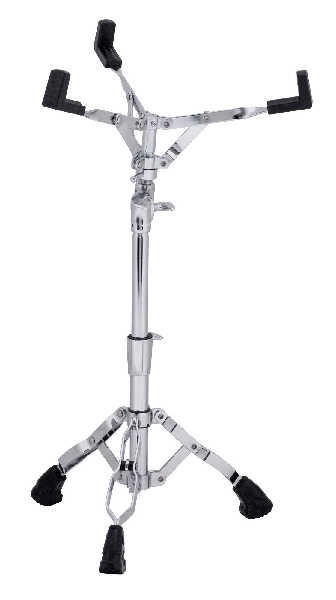 Support caisse claire Mars, angle ajustable par paliers, pied à double embase, bague mémoire, chrome