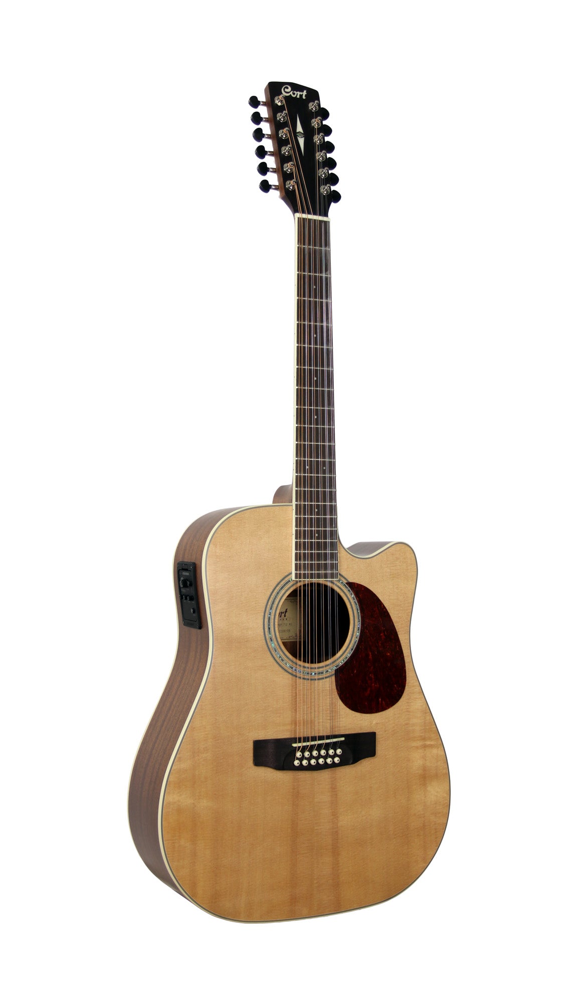 MR710F-12, table épicéa massif, f/e acajou, manche acajou, touche ovangkol, EQ Fishman Presys, 12 cordes, naturel satiné