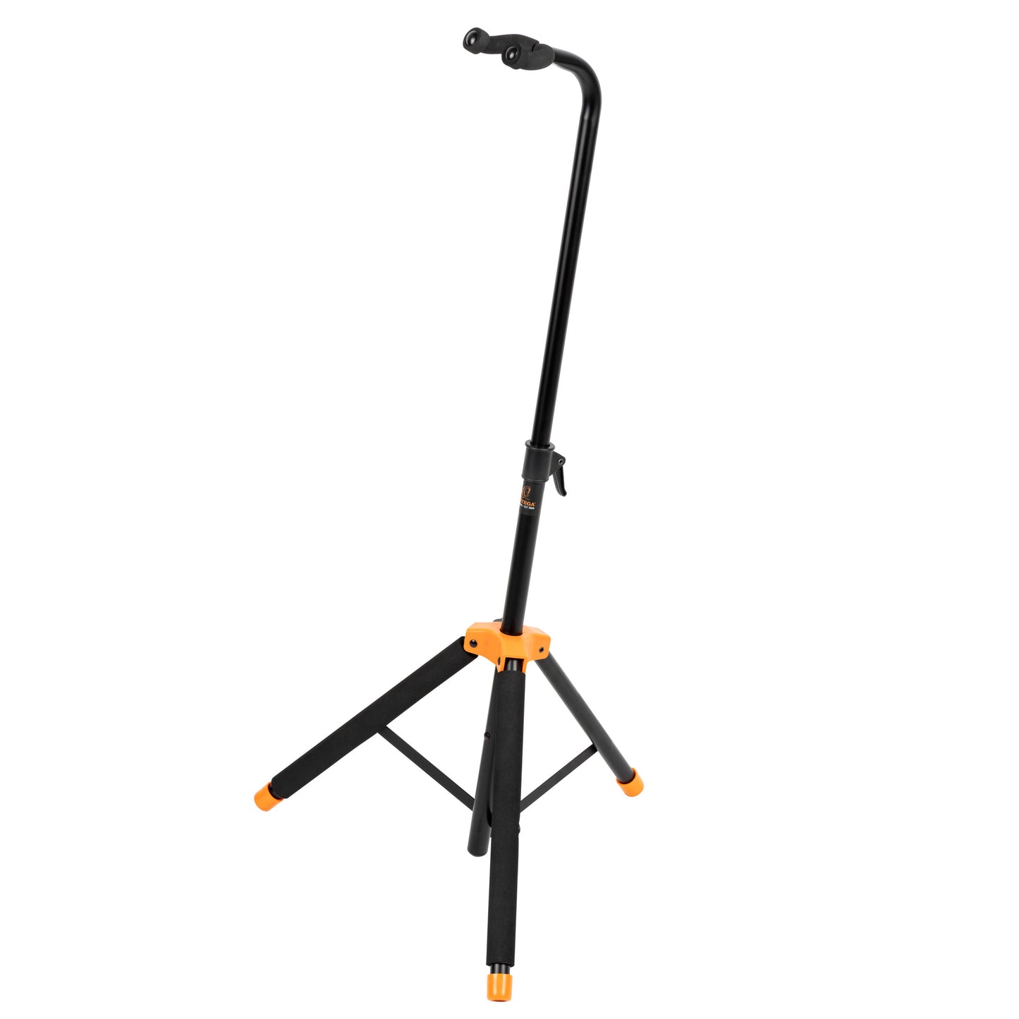 Support pour guitares, solide et léger, repliable, étriers avec revêtement néoprène, noir et orange
