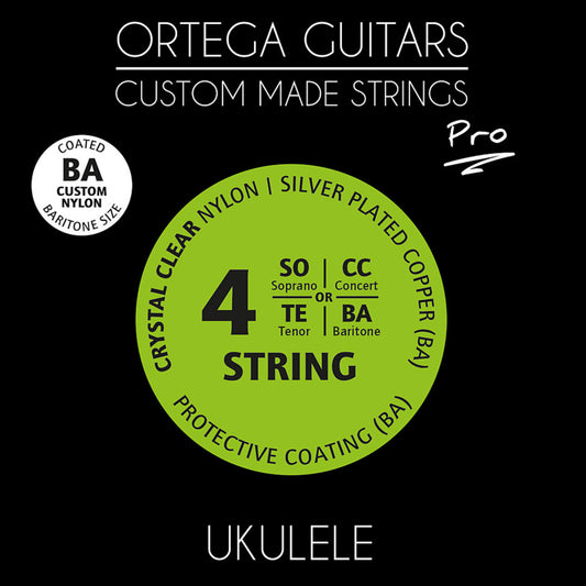 Jeu CUSTOM PRO pour ukulélé bariton, nylon Crystal transparent et cuivre plaqué argent/nylon (cordes filées)