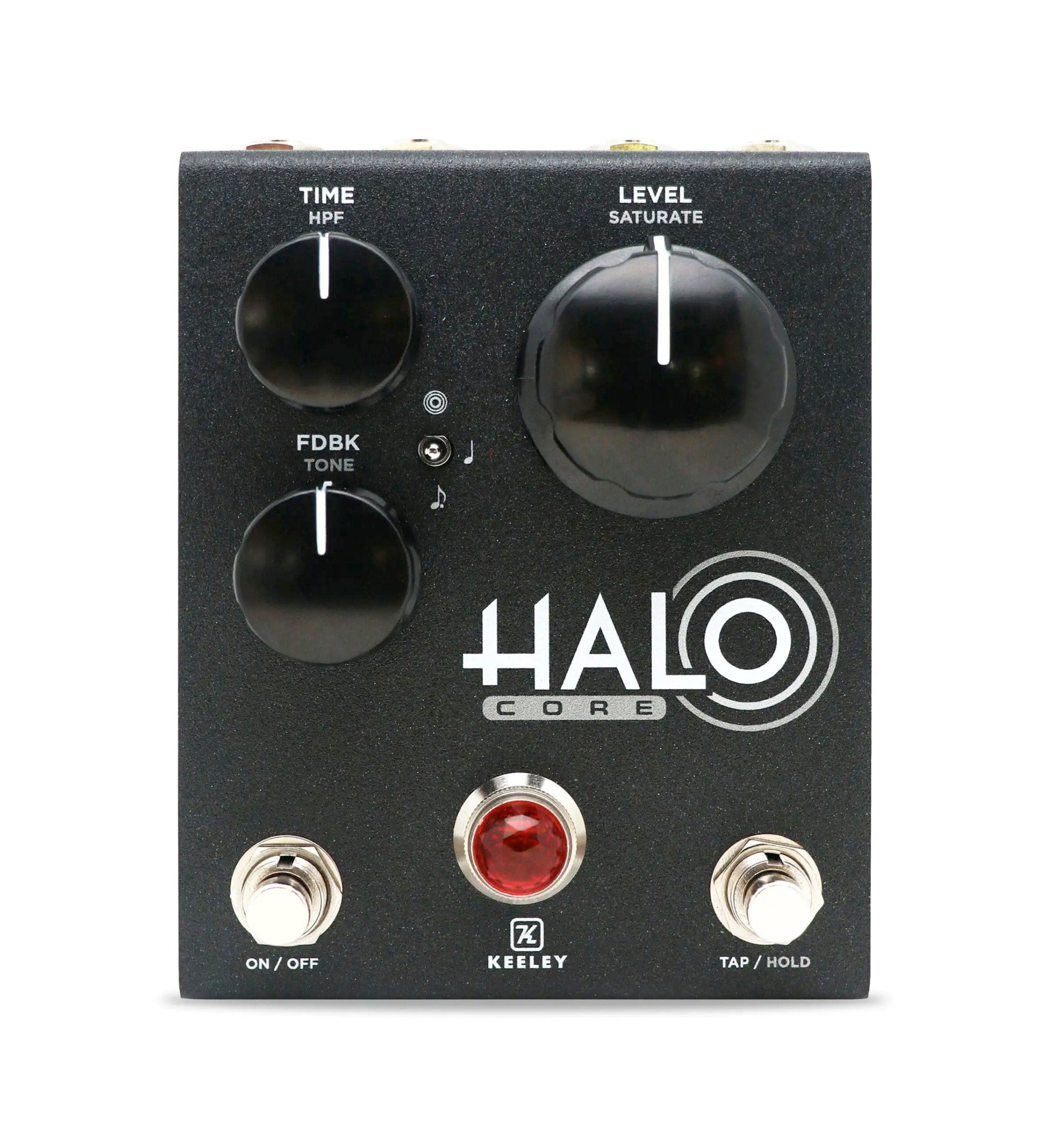 Pédale HALO CORE, Andy Timmons Echo, délai stéréo 3 modes, switch Halo, contrôle Saturate, boîtier métal, noir