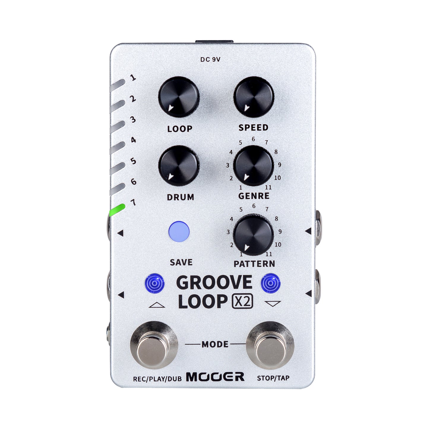 Pédale GROOVE LOOP X2, boite à rythmes et looper stéréo, 14 presets, boîtier métal, true bypass, gris