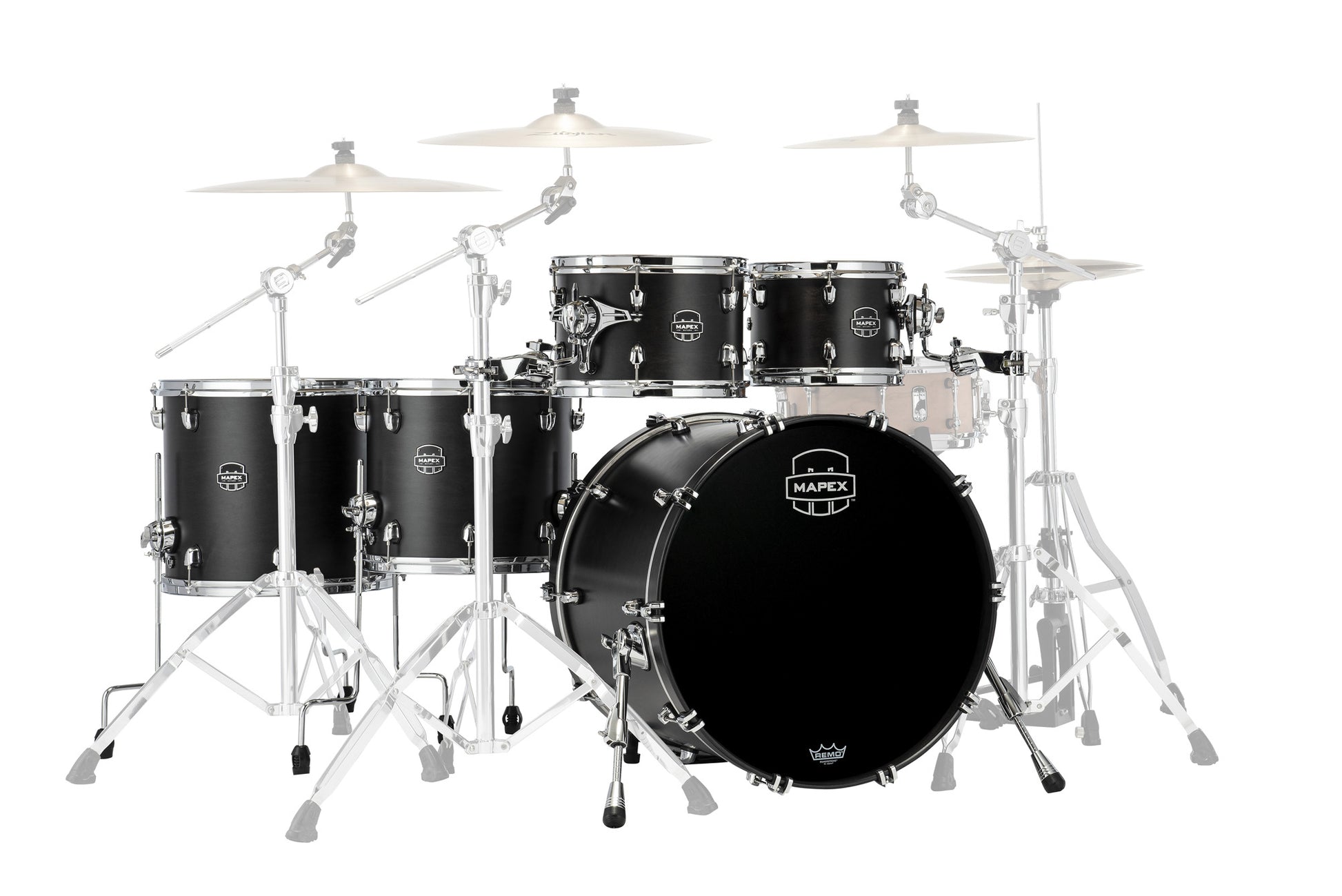 Batterie Saturn STUDIOEASE, 5 fûts en érable et noyer, sans accessoires, Satin Black