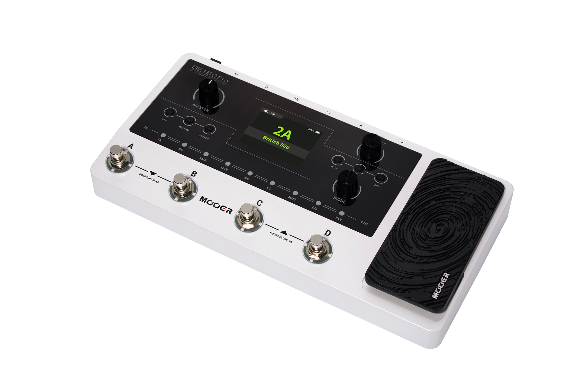 Pédalier multi-effets GE150 PRO, 55 simulations d'amplis haute-qualité, 26 simulations de haut-parleurs (IR), blanc