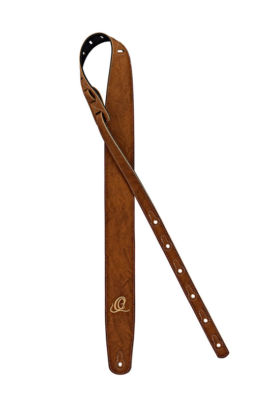 Courroie guitare, Vegan, PVC sans phtalate, 100% recyclable, largeur 6 cm, longueur jusqu'à 146 cm, brun clair