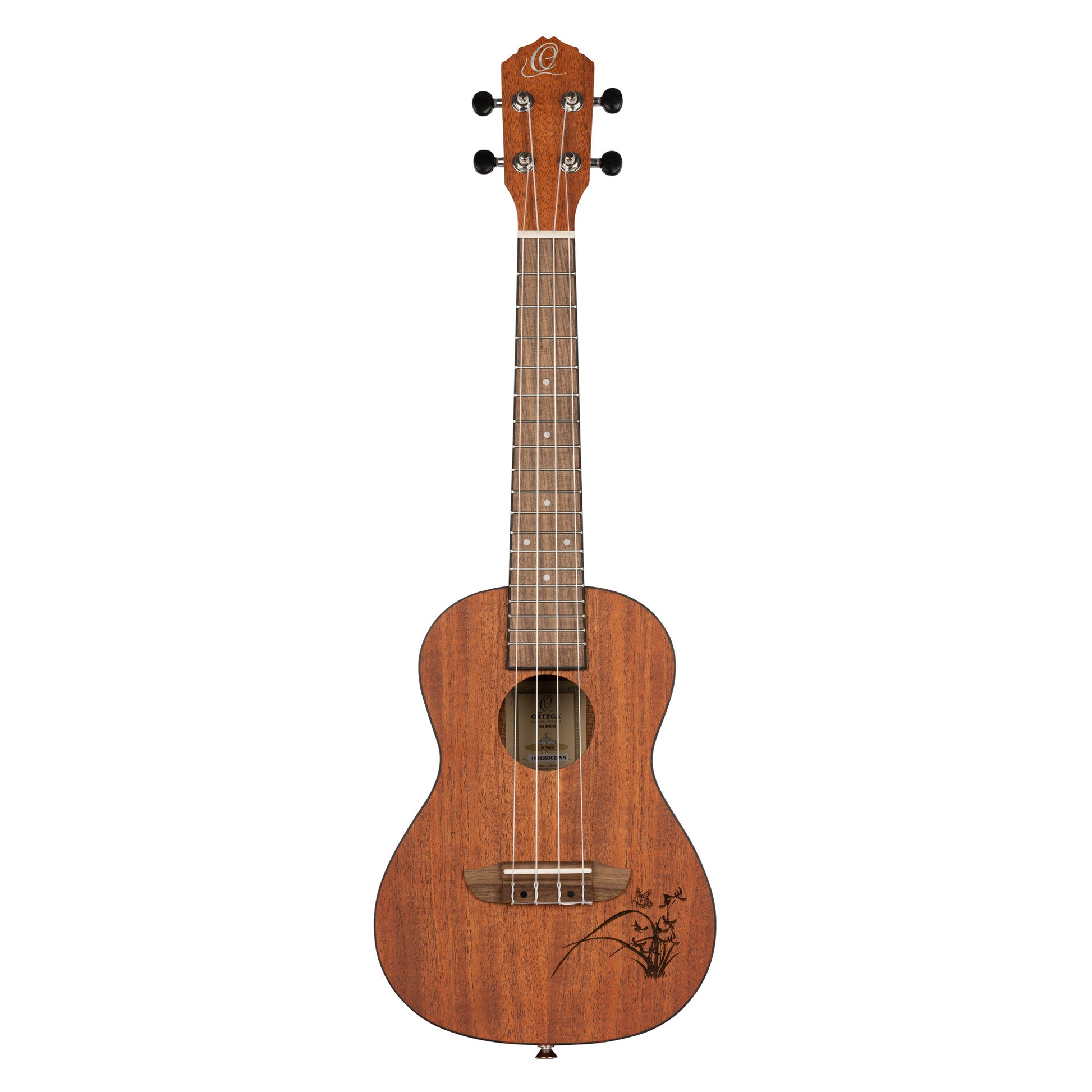 RU5MM, modèle Concert, table sapele avec motif, fond & éclisses sapele, manche acajou, naturel satiné