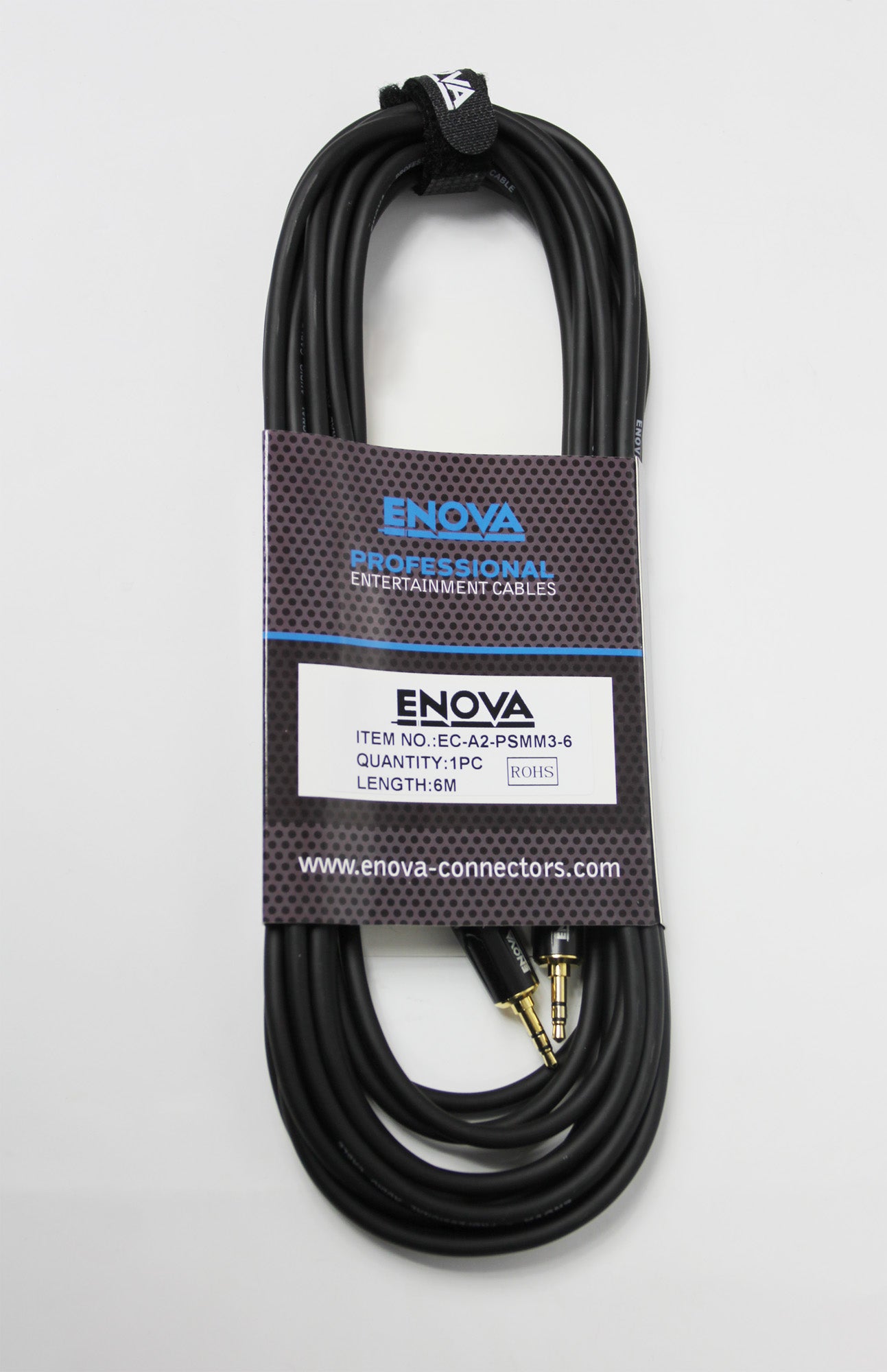 Câble patch Mini Jack stéréo/Mini Jack stéréo, 6 mètres, noir