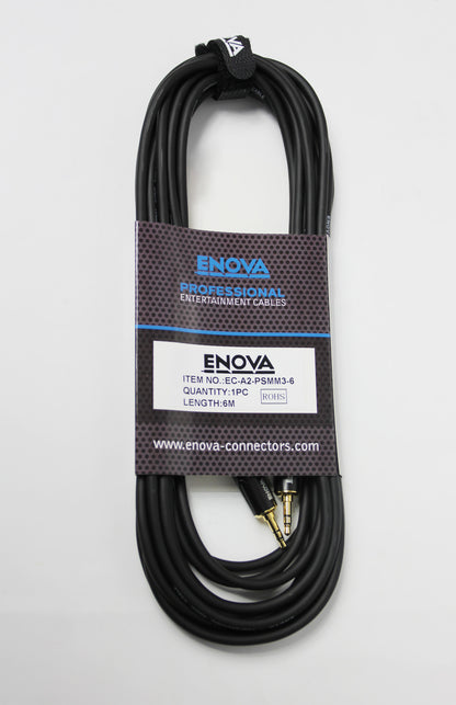 Câble patch Mini Jack stéréo/Mini Jack stéréo, 6 mètres, noir