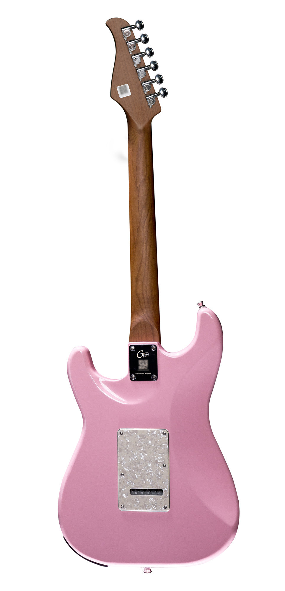 GTRS S801, corps tilleul, manche érable torréfié, touche érable, micros et processeur GTRS, shell pink