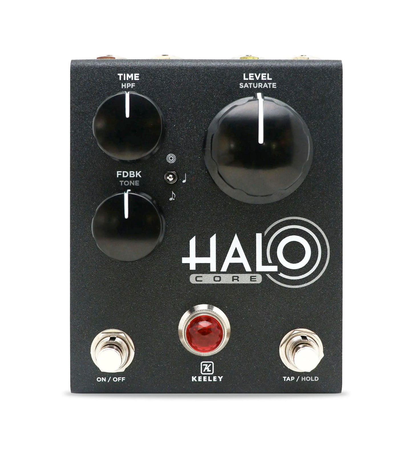 Pédale HALO CORE, Andy Timmons Echo, délai stéréo 3 modes, switch Halo, contrôle Saturate, boîtier métal, noir