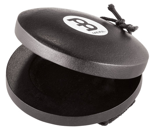 Castagnette en hévéa  pour cajon et toute autre percussion main, attache bague, son castagnette traditionnel, large, noir