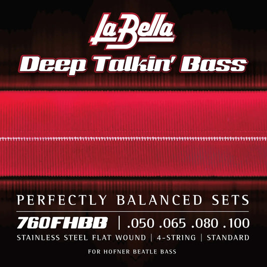 Jeu pour basse électrique BEATLE BASS, acier inoxydable, filé plat, 4 cordes Standard (50-65-80-100)