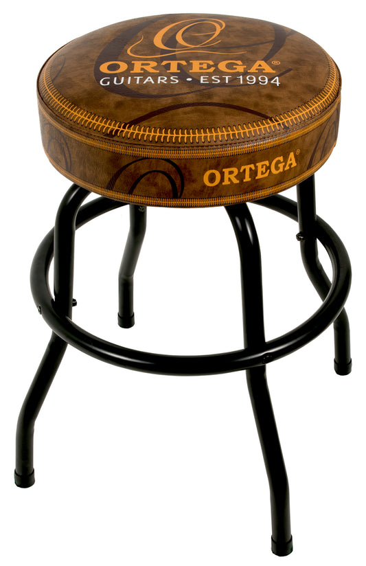 OBS24V2, tabouret ORTEGA, assise 61 cm, assise rembourrée ép. 10 cm rotative (360°), repose pied, poids: 5.5 kg, noir et brun