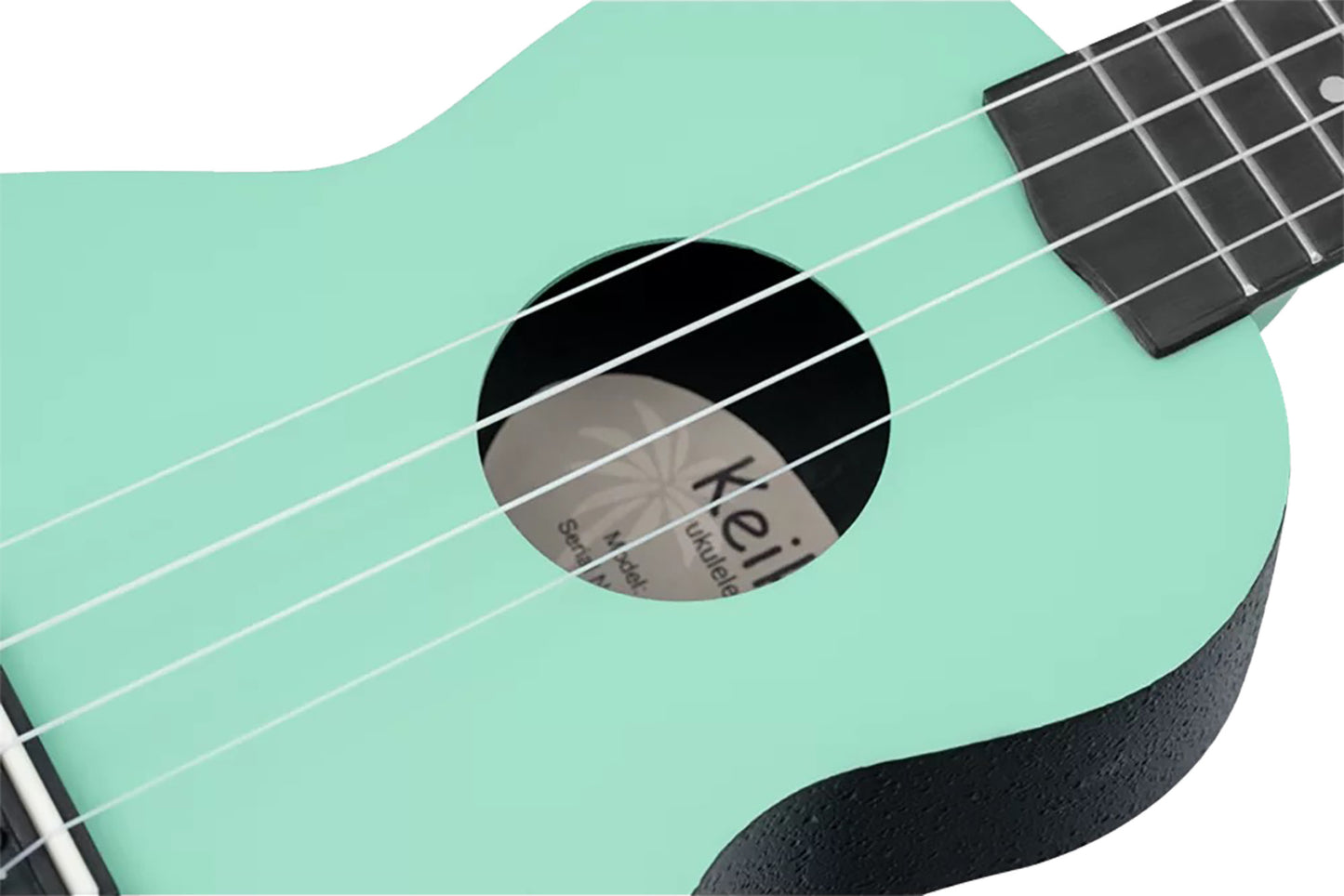 K2-CBM, pack ukulélé Soprano, table agathis, corps ABS galbé, manche okoumé, 12 frettes, accessoires, caribbean mint satiné