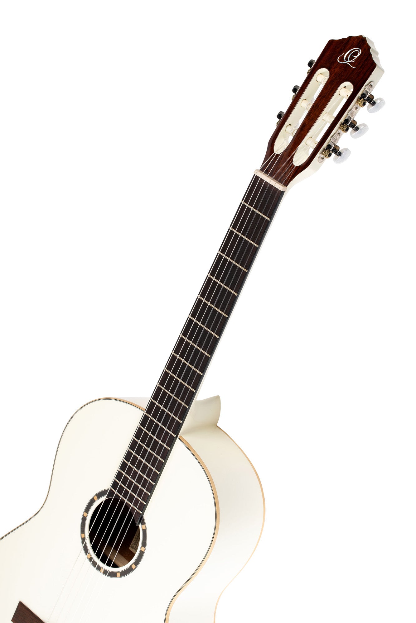 R121SNWH, modèle Slim Neck, table épicéa, fond & éclisses acajou, manche acajou (sillet 48 mm), housse, blanc brillant