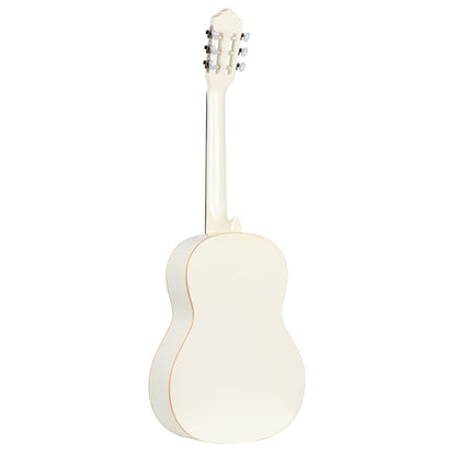 R121SNWH, modèle Slim Neck, table épicéa, fond & éclisses acajou, manche acajou (sillet 48 mm), housse, blanc brillant