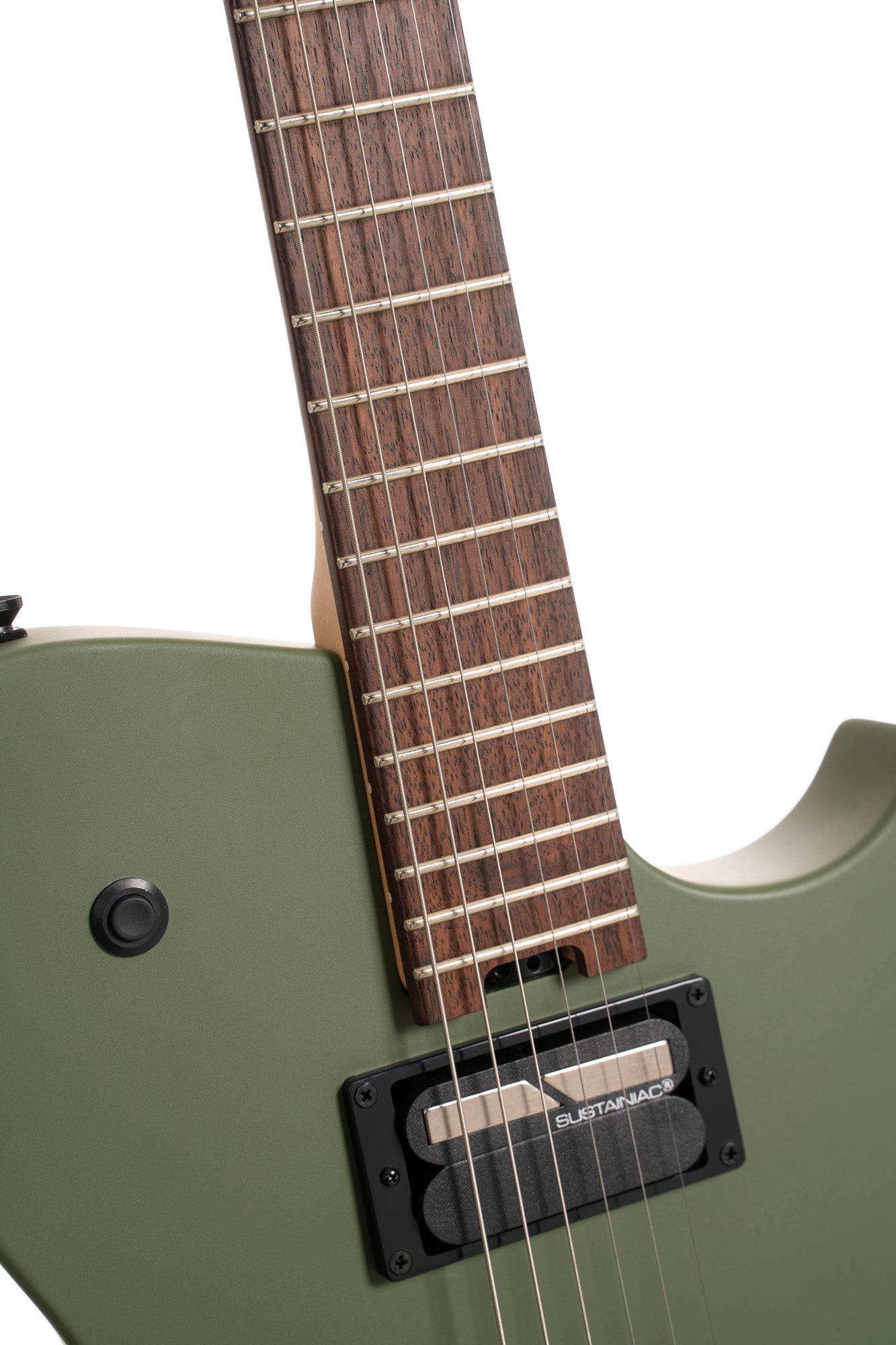 MBM-2H-B-SUS, signature Matt Bellamy, corps tilleul, manche érable, micros Manson & Sustainiac,"Kill" bouton, vert olive satiné