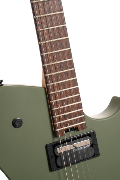 MBM-2H-B-SUS, signature Matt Bellamy, corps tilleul, manche érable, micros Manson & Sustainiac,"Kill" bouton, vert olive satiné