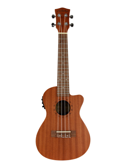 Ukulélé Concert, pan coupé, table sapele, fond & éclisses sapele, rosace gravée, préampli EQ-7B, housse, naturel