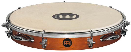 Pandeiro 10", fût en hévéa, peau de chèvre remplaçable, accastillage chromé, 1 rangée de cymbalettes, couleur châtaigne