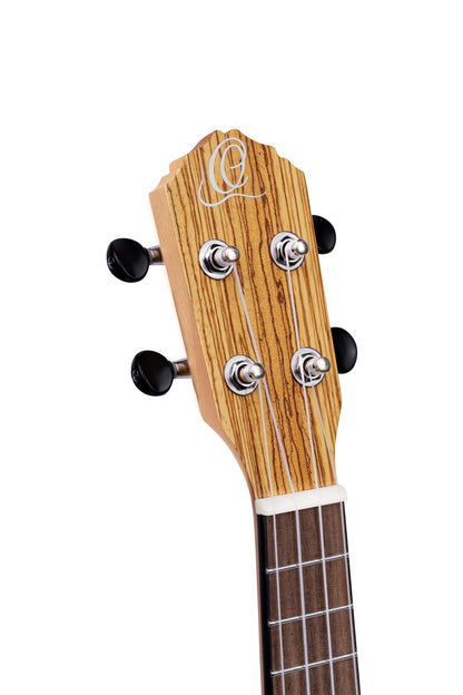 RFU10Z, modèle Soprano, table zebrawood, fond & éclisses zebrawood, manche acajou, housse, naturel satiné