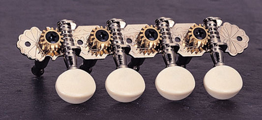 Mandoline, chromée, boutons blancs