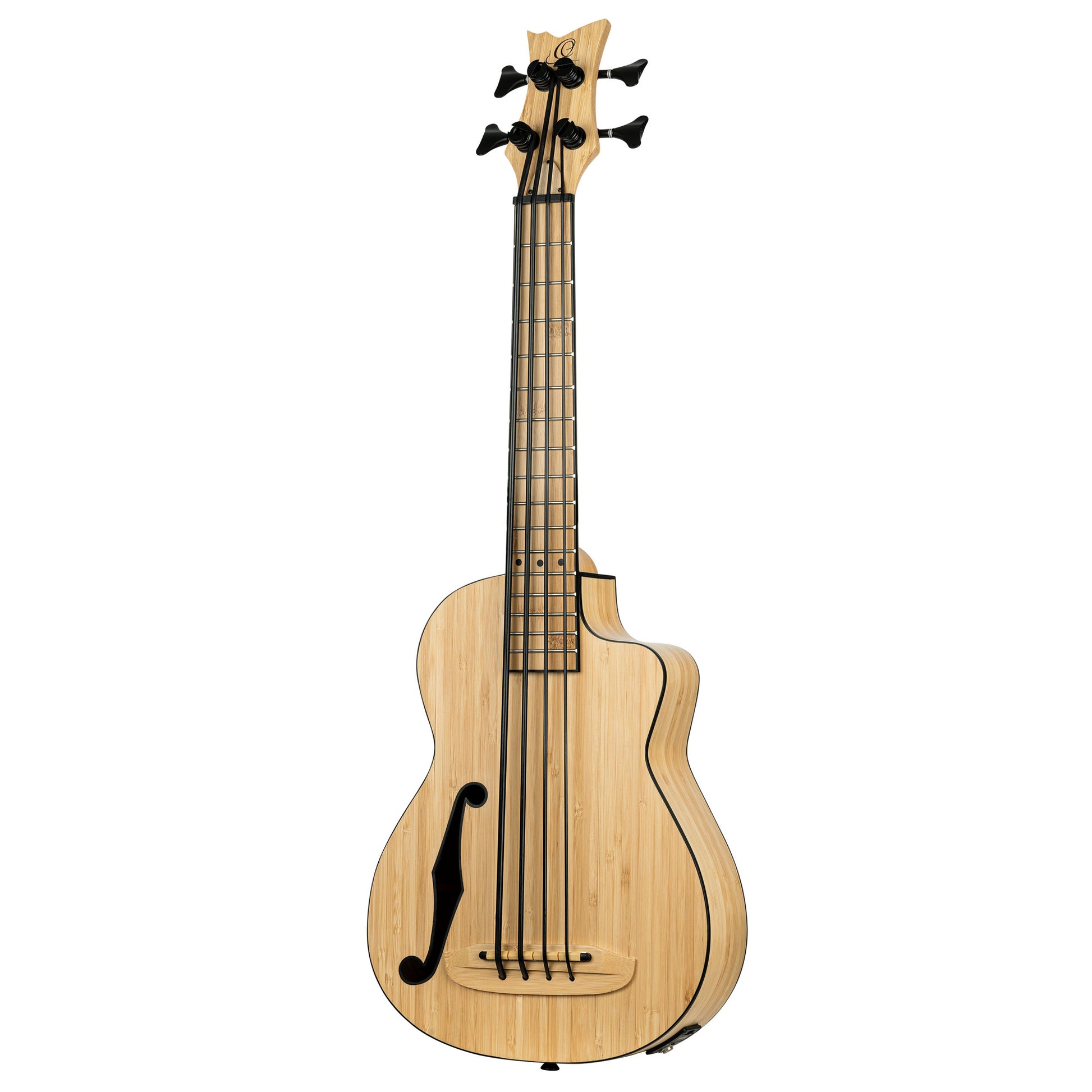 RUNAB-UB, modèle Ukebass, pan coupé, EQ MagusUkePro, table, f/e bambou massif, manche bambou, ouïe en F, housse, naturel satiné