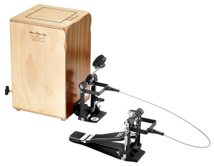 Pédale cajon repositionnable, batte en mousse, tension de ressort ajustable, clé de réglage fournie, noir