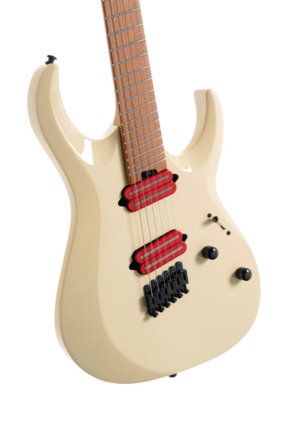 X700 Mutility II, corps tilleul, manche érable torréfié et noyer, touche érable torréfié, micros Fishman Fluence, housse, crème