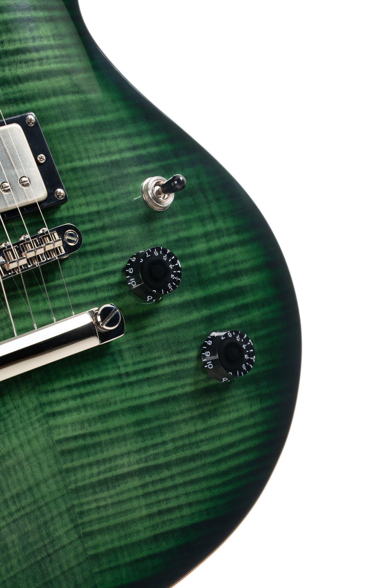 M600, corps acajou, placage érable flammé, manche collé acajou, 2 micros doubles Cort Voiced Tone VTH-59, trans green burst