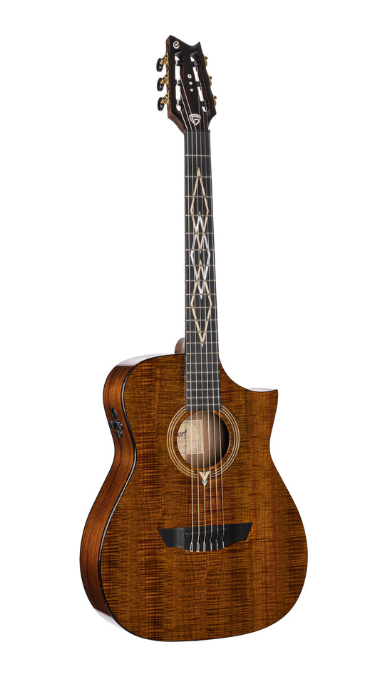 LUXE NYLON, Frank Gambale Signature, forme Concert, table blackwood massif, f/e blackwood massif, EQ Fishman, naturel brillant
