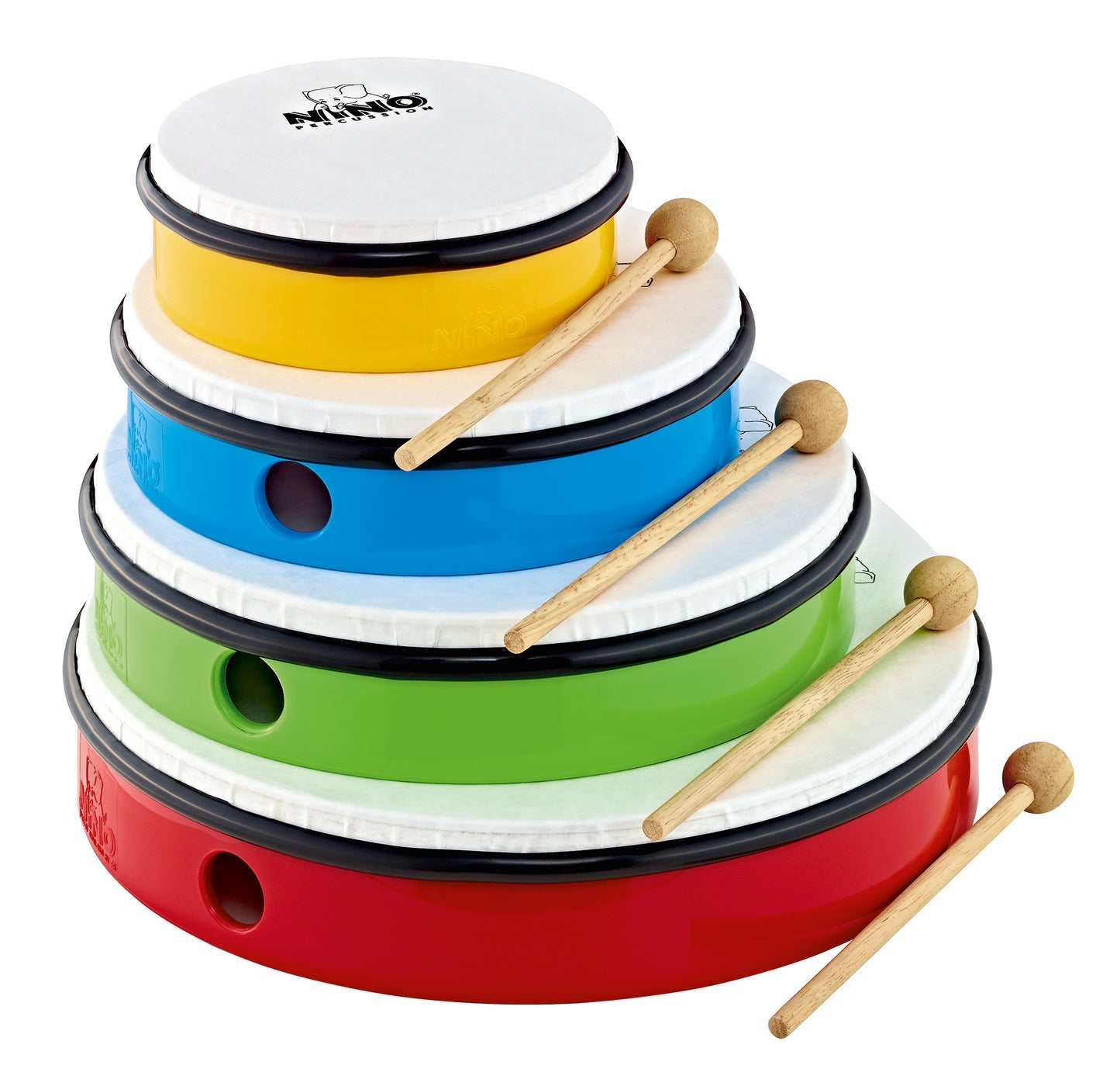 SET 4 TAMBOURINS 6-8-12-12" NINO + HOUSSE, ABS