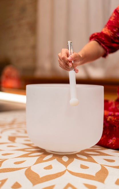 Mailloche 'Crystal' pour SINGING BOWL, verre et silicone, semi-enduites, pointe en silicone, taille médium