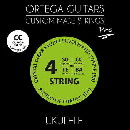 Jeu CUSTOM PRO pour ukulélé concert, nylon Crystal transparent