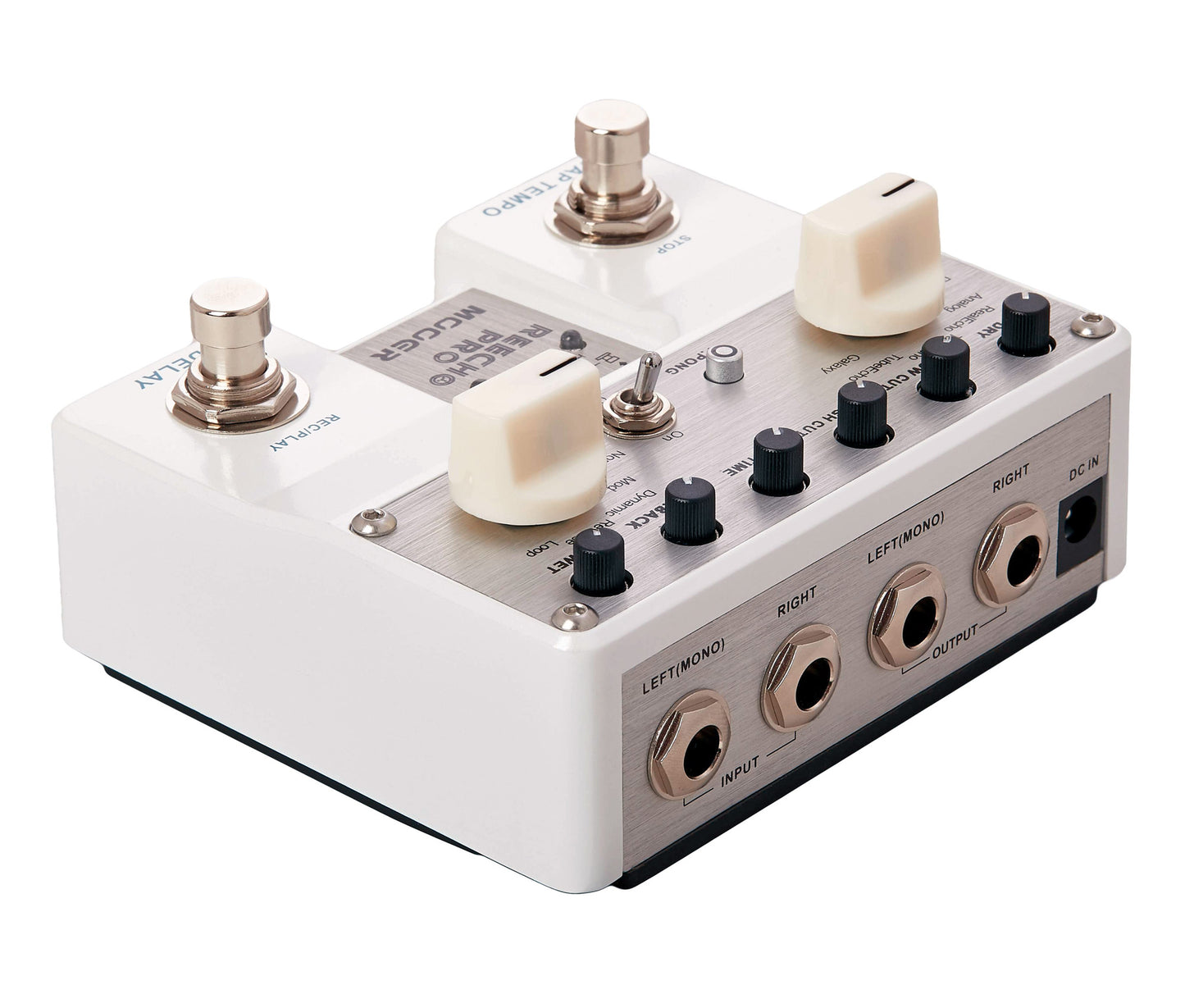 Pédale REECHO PRO, série Twin, délai numérique stéréo à 6 modes, boîtier métal, true bypass, blanc